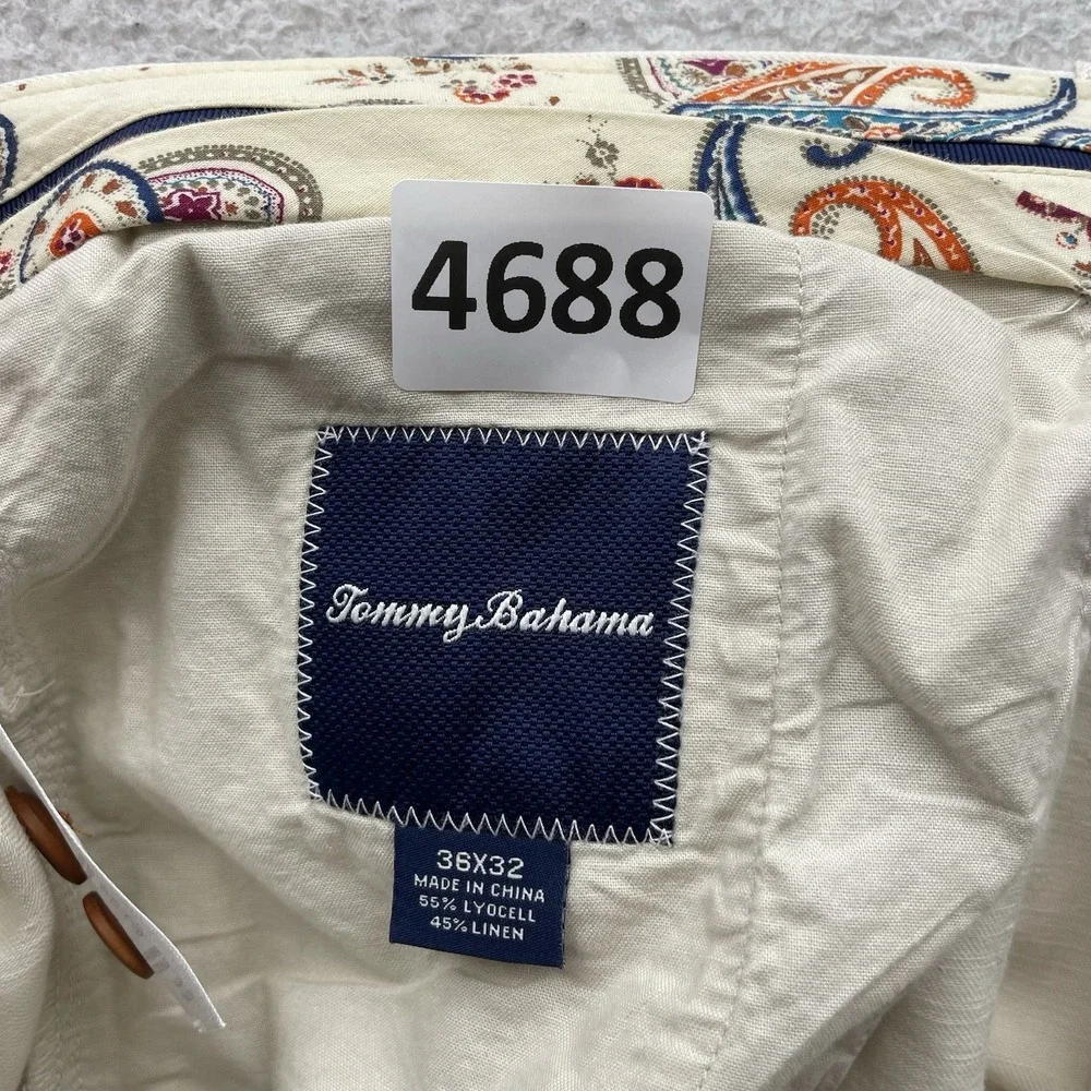 Tommy Bahama Pants Mens 38x32 Ivory White Linen Blend Relaxed Golf Resort Beach